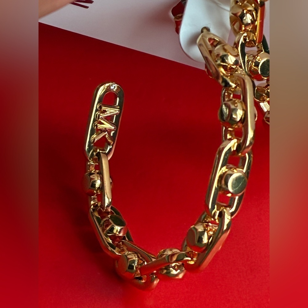 Michael Kors Earrings,Michael Kors Gold Chain Hoop Earrings - Picture 8 of 9